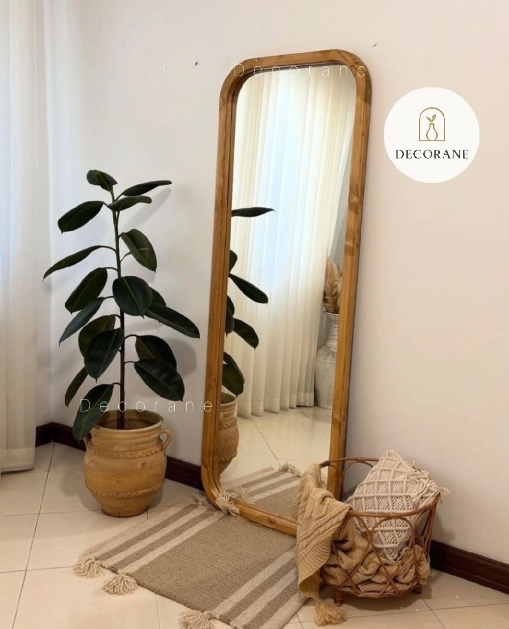 آینه قدی چوب روس طبیعی