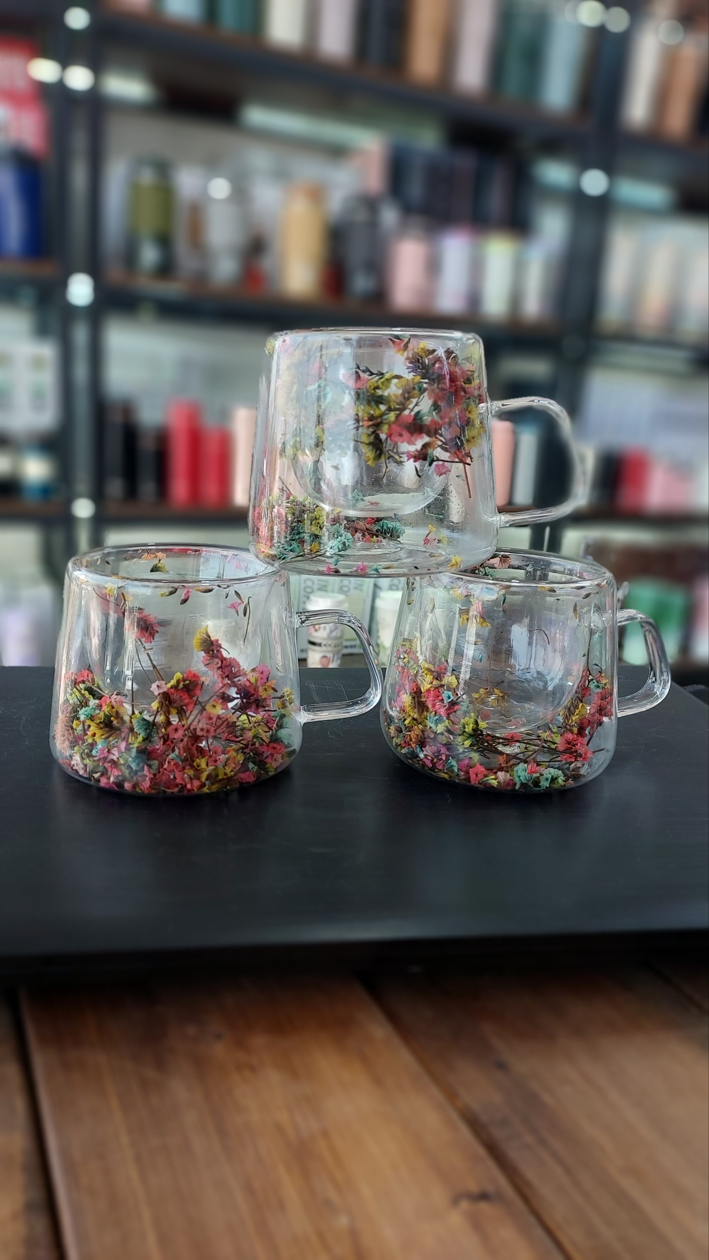 لیوان دو جداره پیرکس گلدار