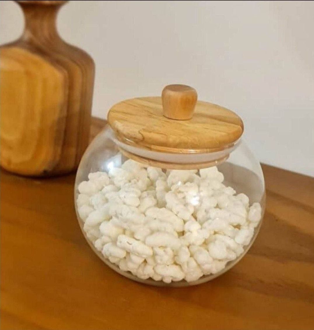 ✨قندان پیرکس گرد درب چوبی✨